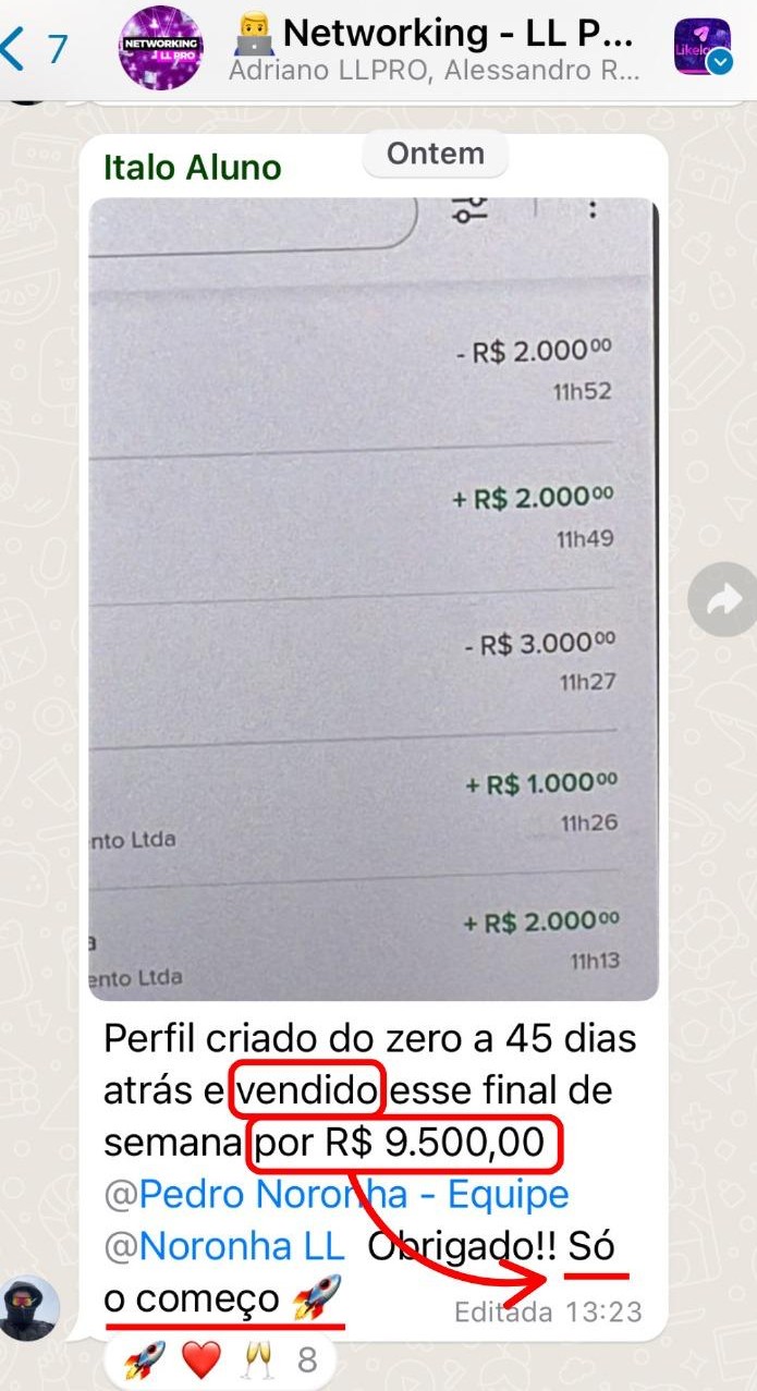 Depoimento Italo — perfil vendido por R$ 9.500